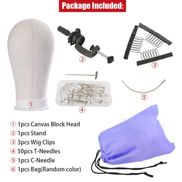 21''-24" Canvas Block Head for Wig Display Mannequin Head for Hair Extension/Lace Wigs/Display Styling Poly Head Wig Stand/Head Dryer/Making Wigs